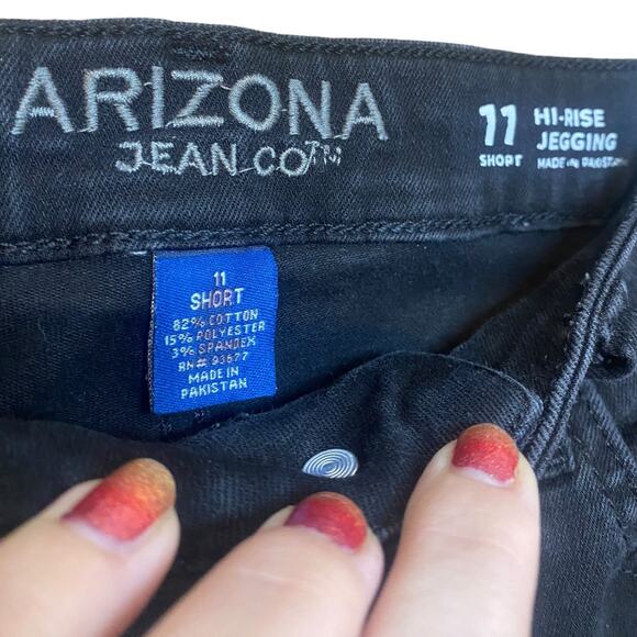 Arizona Black skinny distressed High Rise jeggings with holes - Juniors 11 Short - Picture 4 of 7